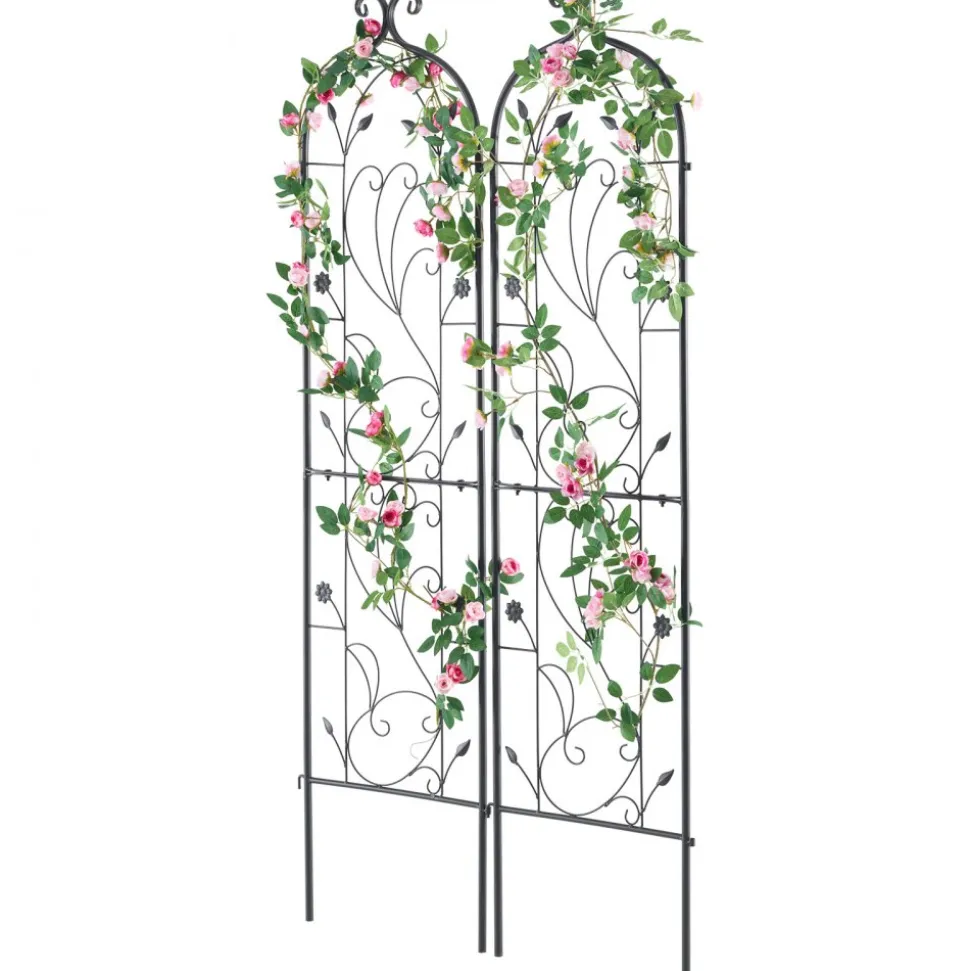 VEVOR Garden Trellis for Climbing Plants, 60 x 15 in, 2 Packs Rustproof Metal Garden Flower Trellis, Outdoor Climbing Rose Trellis Cucumbers Support, Decorative Clematis Trellis for Courtyards Lawns