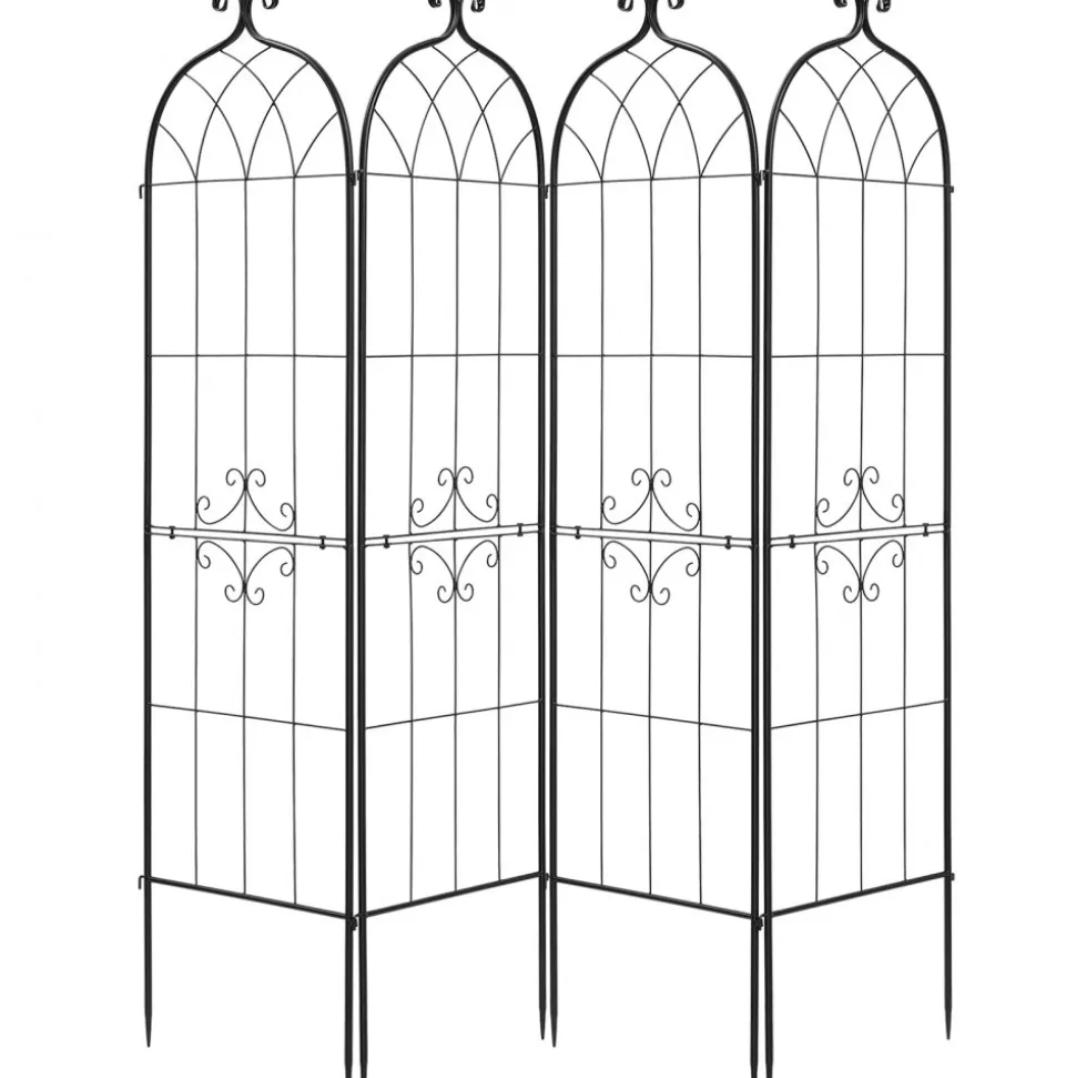 VEVOR Garden Trellis, 71 x 20 inch Rose Trellis, 4 Packs Garden Flower Rose Trellises with Powder-Coated Finish & Convenient Locking Design, Plant Support Trellises for Flowers, Vegetables, Roses