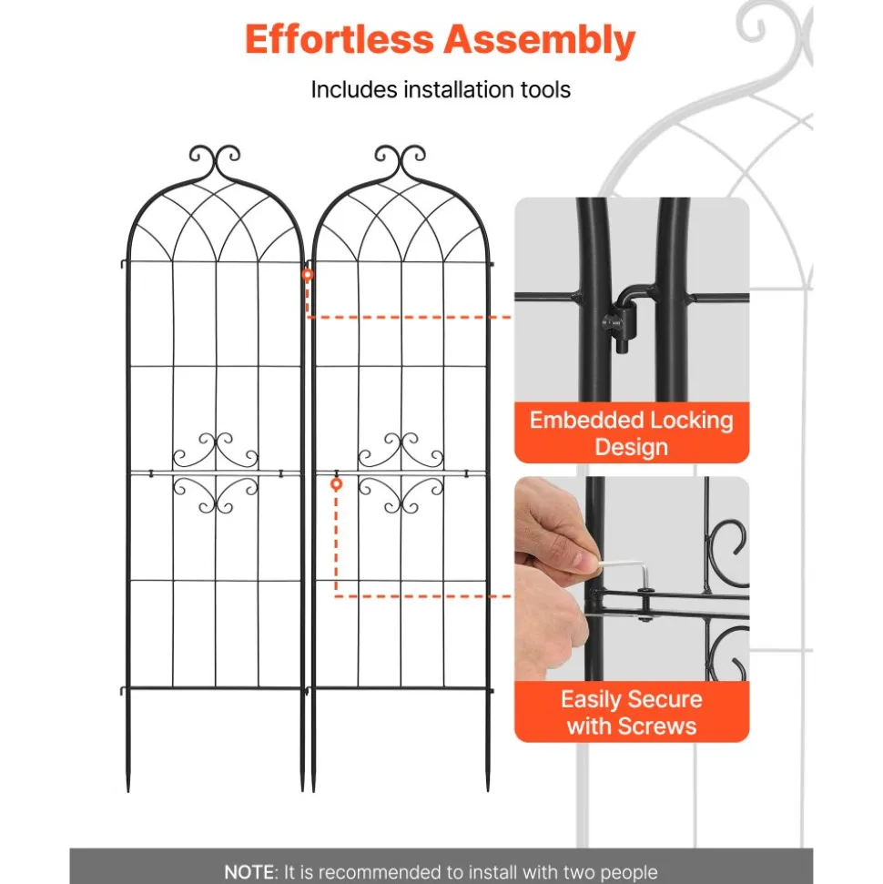 VEVOR Garden Trellis, 71 x 20 inch Rose Trellis, 8 Packs Garden Flower Rose Trellises with Powder-Coated Finish & Convenient Locking Design, Plant Support Trellises for Flowers, Vegetables, Roses