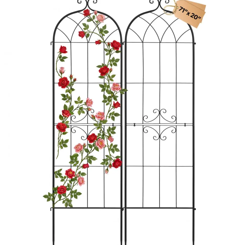 VEVOR Garden Trellis, 60 x 15 inch Rose Trellis, 4 Packs Garden Flower Rose Trellises with Powder-Coated Finish & Convenient Locking Design, Plant Support Trellises for Flowers, Vegetables, Roses