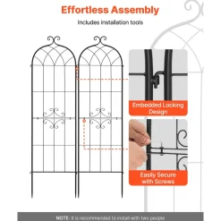 VEVOR Garden Trellis, 60 x 15 inch Rose Trellis, 4 Packs Garden Flower Rose Trellises with Powder-Coated Finish & Convenient Locking Design, Plant Support Trellises for Flowers, Vegetables, Roses