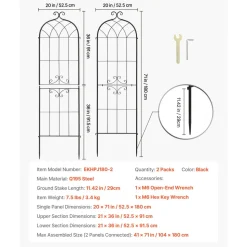 VEVOR Garden Trellis, 60 x 15 inch Rose Trellis, 4 Packs Garden Flower Rose Trellises with Powder-Coated Finish & Convenient Locking Design, Plant Support Trellises for Flowers, Vegetables, Roses