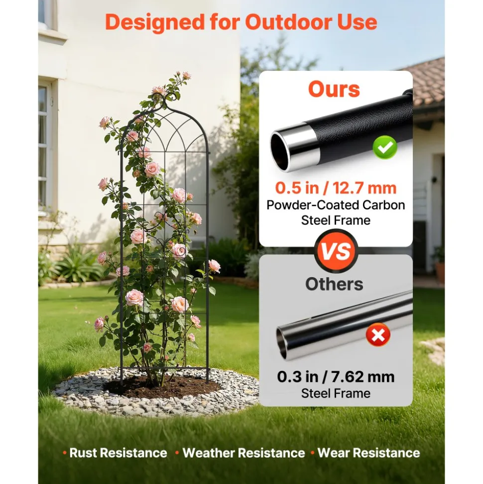 VEVOR Garden Trellis, 71 x 20 inch Rose Trellis, 6 Packs Garden Flower Rose Trellises with Powder-Coated Finish & Convenient Locking Design, Plant Support Trellises for Flowers, Vegetables, Roses