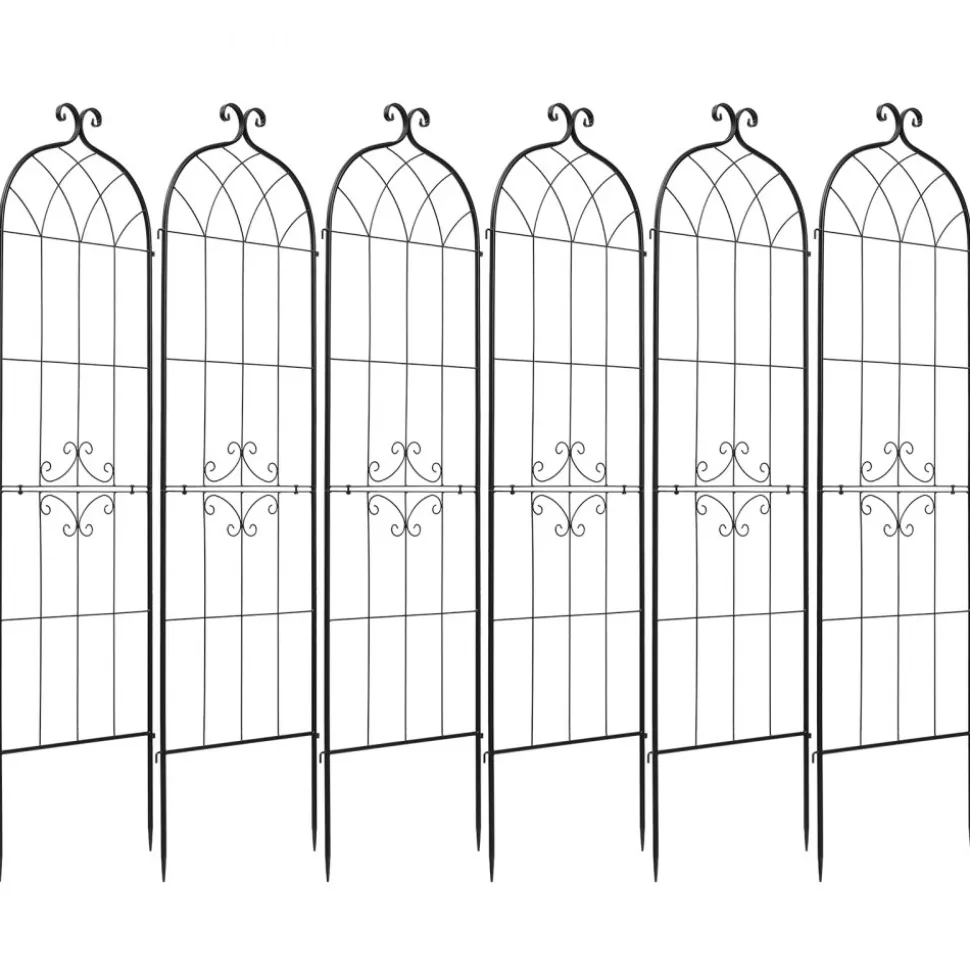 VEVOR Garden Trellis, 71 x 20 inch Rose Trellis, 6 Packs Garden Flower Rose Trellises with Powder-Coated Finish & Convenient Locking Design, Plant Support Trellises for Flowers, Vegetables, Roses