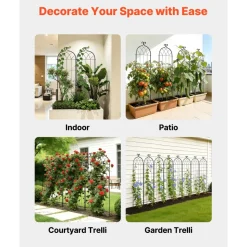 VEVOR Garden Trellis, 71 x 20 inch Rose Trellis, 6 Packs Garden Flower Rose Trellises with Powder-Coated Finish & Convenient Locking Design, Plant Support Trellises for Flowers, Vegetables, Roses