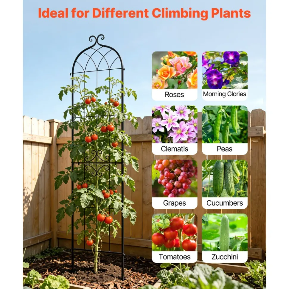 VEVOR Garden Trellis, 87 x 20 inch Rose Trellis, 2 Packs Garden Flower Rose Trellises with Powder-Coated Finish & Convenient Locking Design, Plant Support Trellises for Flowers, Vegetables, Roses