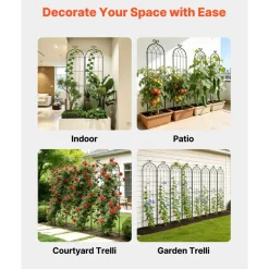 VEVOR Garden Trellis, 87 x 20 inch Rose Trellis, 2 Packs Garden Flower Rose Trellises with Powder-Coated Finish & Convenient Locking Design, Plant Support Trellises for Flowers, Vegetables, Roses