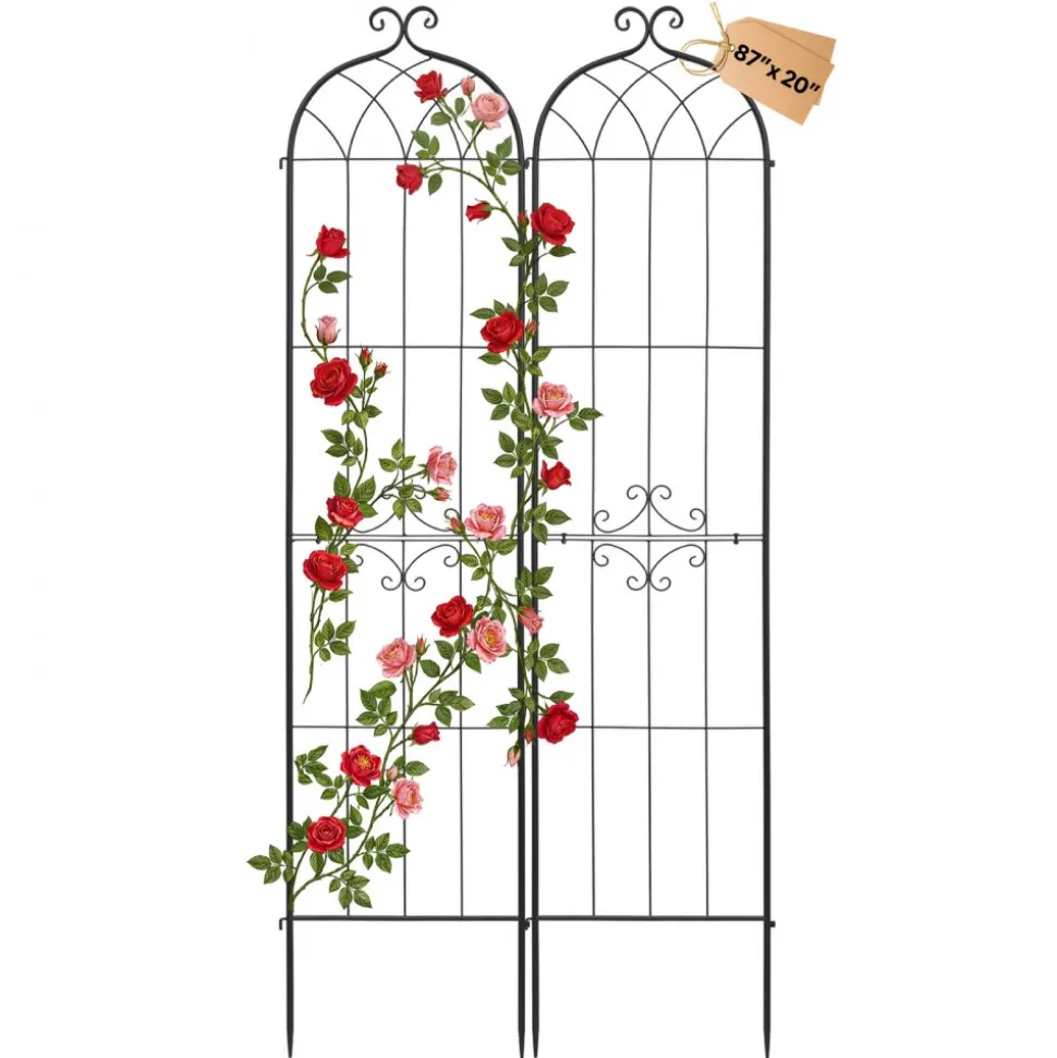 VEVOR Garden Trellis, 87 x 20 inch Rose Trellis, 2 Packs Garden Flower Rose Trellises with Powder-Coated Finish & Convenient Locking Design, Plant Support Trellises for Flowers, Vegetables, Roses