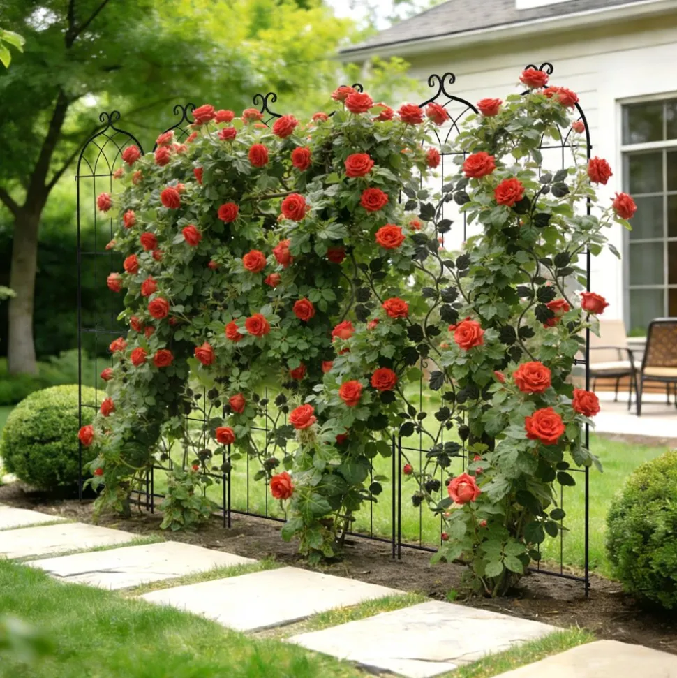 VEVOR Garden Trellis, 87 x 20 inch Rose Trellis, 2 Packs Garden Flower Rose Trellises with Powder-Coated Finish & Convenient Locking Design, Plant Support Trellises for Flowers, Vegetables, Roses