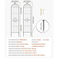 VEVOR Garden Trellis, 87 x 20 inch Rose Trellis, 2 Packs Garden Flower Rose Trellises with Powder-Coated Finish & Convenient Locking Design, Plant Support Trellises for Flowers, Vegetables, Roses