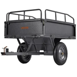 VEVOR Garden Utility Trailer, 10 Cu. Ft & 500lbs Capacity, ATV UTV Hauling Trailer, Tow Behind Steel Dump Cart with 14