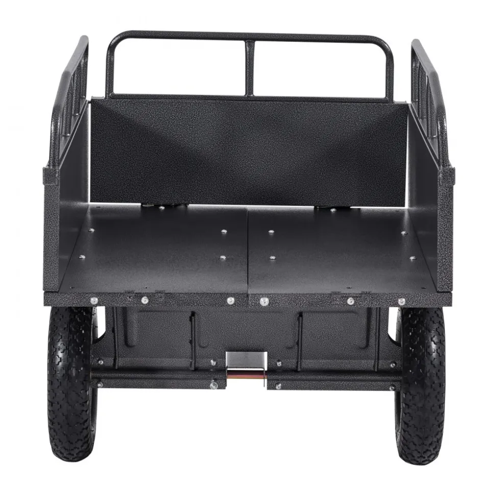 VEVOR Garden Utility Trailer, 10 Cu. Ft & 500lbs Capacity, ATV UTV Hauling Trailer, Tow Behind Steel Dump Cart with 14" Tires, Hand Pull or Foot Pedal, Heavy Duty Yard Trailers for Lawn Mower Tractor