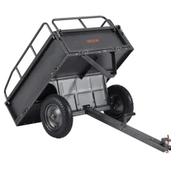 VEVOR Garden Utility Trailer, 10 Cu. Ft & 500lbs Capacity, ATV UTV Hauling Trailer, Tow Behind Steel Dump Cart with 14