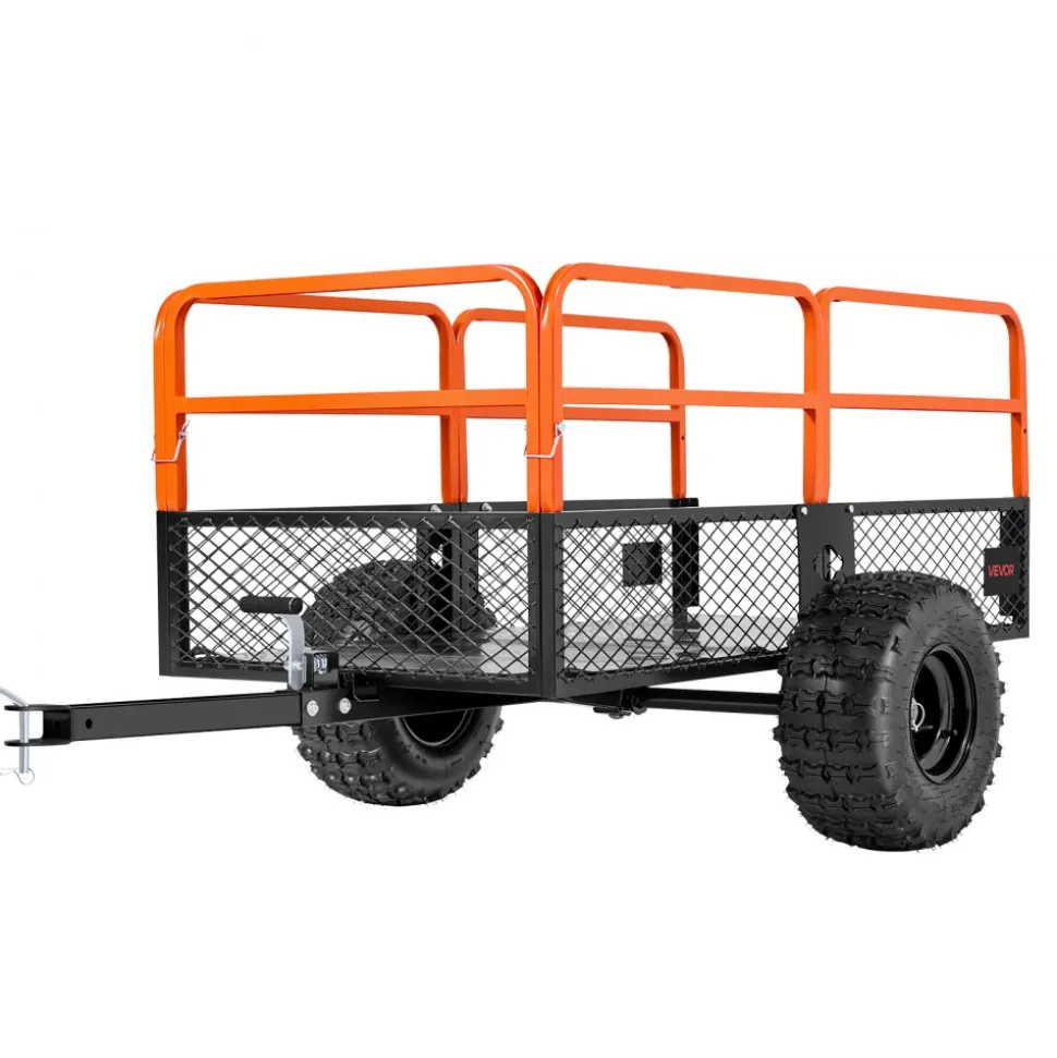 VEVOR Garden Utility Trailer, 28 Cu. Ft. & 1800lbs, ATV UTV Trailer, Tow Behind Steel Dump Trailers, Removable Rear Panel, Heavy Duty Pull Behind Yard Trailers for Lawn Mower Tractor Garden Waste