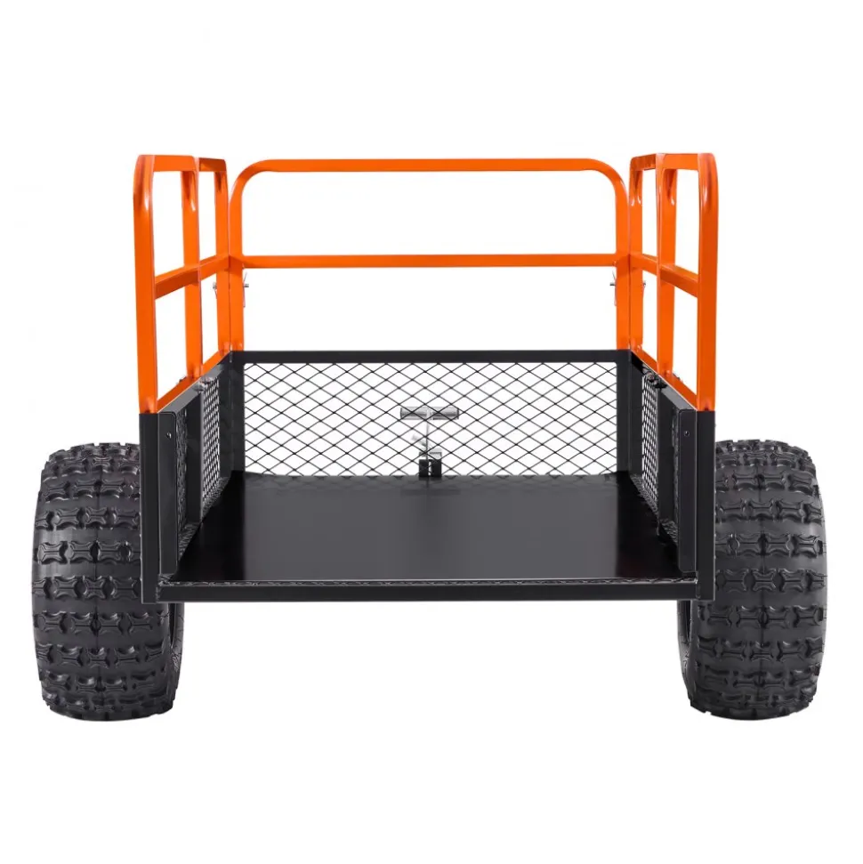 VEVOR Garden Utility Trailer, 28 Cu. Ft. & 1800lbs, ATV UTV Trailer, Tow Behind Steel Dump Trailers, Removable Rear Panel, Heavy Duty Pull Behind Yard Trailers for Lawn Mower Tractor Garden Waste