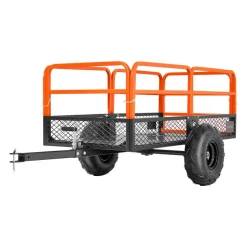VEVOR Garden Utility Trailer, 22 Cu. Ft. & 1600lbs, ATV UTV Trailer, Tow Behind Steel Dump Trailers, Removable Rear Panel, Heavy Duty Pull Behind Yard Trailers for Lawn Mower Tractor Garden Waste