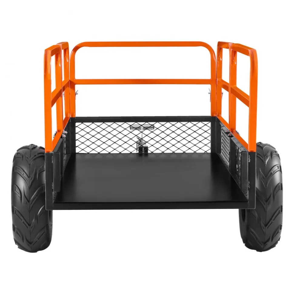 VEVOR Garden Utility Trailer, 22 Cu. Ft. & 1600lbs, ATV UTV Trailer, Tow Behind Steel Dump Trailers, Removable Rear Panel, Heavy Duty Pull Behind Yard Trailers for Lawn Mower Tractor Garden Waste