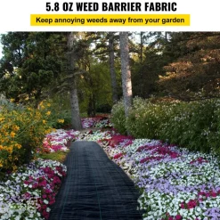 VEVOR Garden Weed Barrier Fabric, 5.8 OZ Heavy Duty Landscape Fabric, 4ft x 100ft Weed Block Control for Garden Ground Cover, Woven Geotextile Fabric for Landscaping, Gardening, Underlayment, Black
