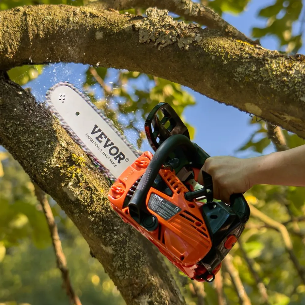 VEVOR Gas Chainsaw, 25.4CC 12" 1.2HP, Gasoline Powered Chain Saw, Handheld Cordless Petrol Chainsaws for Tree Wood Branch Cutting, Tree Trimming, Land Clearing, Farm Garden Ranch Forest Cutting Use