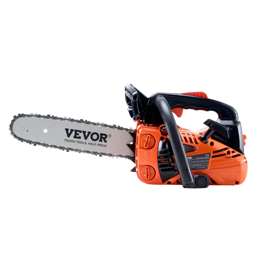 VEVOR Gas Chainsaw, 25.4CC 12" 1.2HP, Gasoline Powered Chain Saw, Handheld Cordless Petrol Chainsaws for Tree Wood Branch Cutting, Tree Trimming, Land Clearing, Farm Garden Ranch Forest Cutting Use