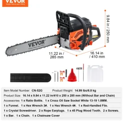 VEVOR Gas Chainsaw, 52CC 18