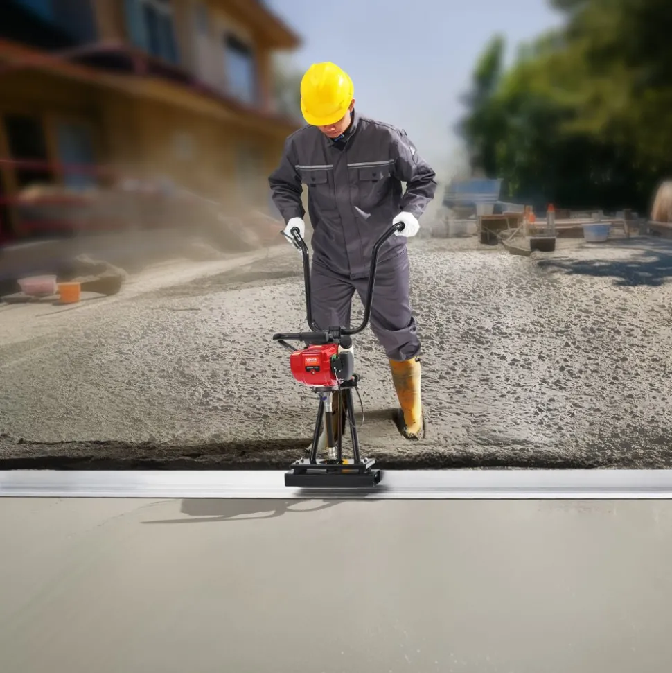 VEVOR Gas Concrete Power Screed, 8ft Aluminum Board Straight Edge Bar Set, 4 Stroke Cement Finishing Vibrating Motor with Height Adjustable Handles, High Efficient Concrete Tools 6500RPM