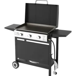 VEVOR Gas Griddle, 3-Burner Flat Top Grill, Propane Griddle with Wheels, Lid, 3 x 11000 BTU Outdoor Flat Top Grills for Pan-Frying, Grilling, Stir-Frying, & BBQ, Pulse Ignition, Removable Top Design