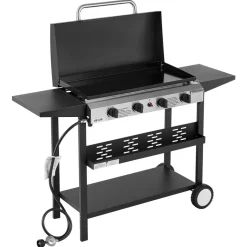 VEVOR Gas Griddle, 4-Burner Flat Top Grill, 29 inch Grill Plate Propane Griddle with Wheels, Lid, 28000 BTU Outdoor Flat Top Grills for Pan-Frying, Grilling, Stir-Frying, & BBQ, Pulse Ignition