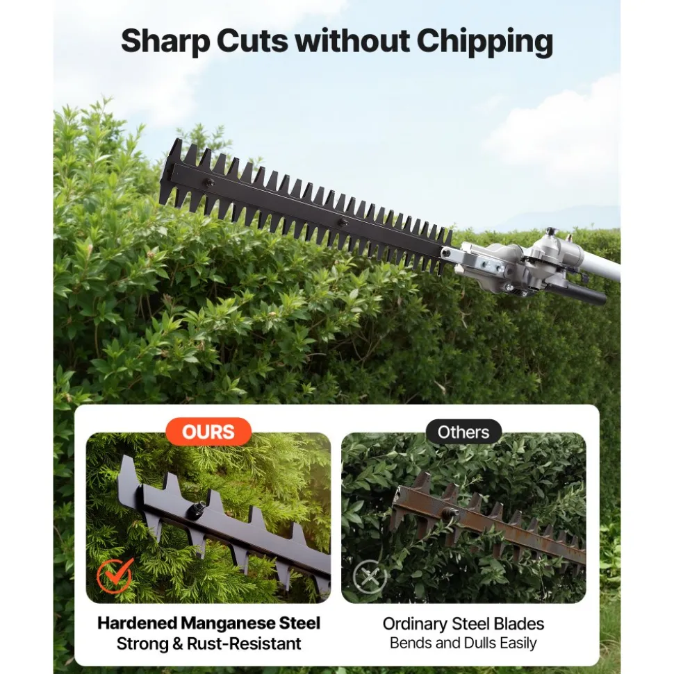 VEVOR Gas Hedge Trimmer, 2 Cycle Gas Power Handheld Hedge Trimmer, 4-in-1 26cc Weed Eater with Protective Gear Set, Includes Hedge and String Trimmer, Edger, Brush Cutter, for Trimming Shrubs & Bushes
