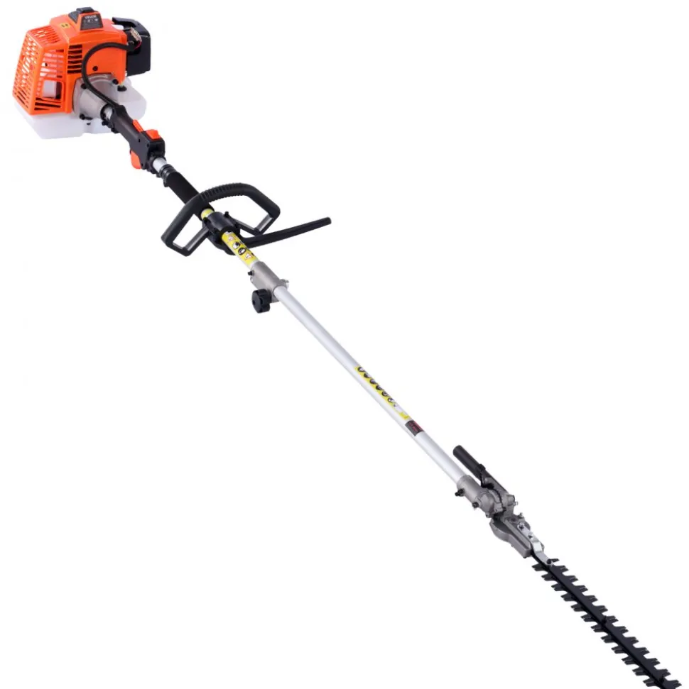 VEVOR Gas Hedge Trimmer, 2 Cycle Gas Power Handheld Hedge Trimmer, 5-in-1 63cc Cordless Weed Eater with Protective Gear Set, Includes Hedge and String Trimmer, Brush Cutter(3T & 40T Blades), Pole Saw
