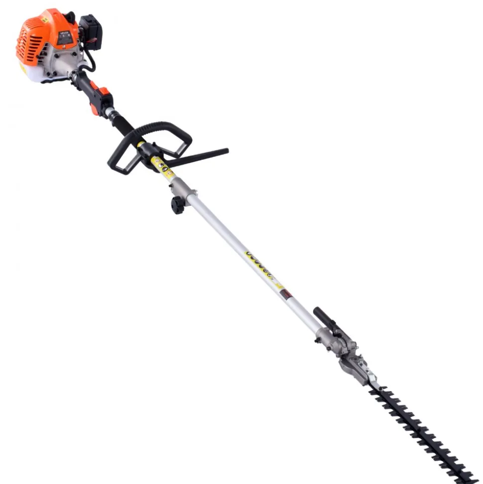 VEVOR Gas Hedge Trimmer, 2 Cycle Gas Power Handheld Trimmer, 6-in-1 26cc Weed Eater with Extension Pole & Protective Gear Set, Includes Hedge & String Trimmer, Brush Cutter(3T & 40T), Edger, Pole Saw