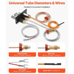 VEVOR Gas Pilot Assembly, OE 485-510A,4021-736,2103-010 Fireplace Gas Pilot Assembly Kit, Natural Gas Ignition Replacement, Compatible with Quadra-Fire, Heat & Glo, Heatilator Models,Black