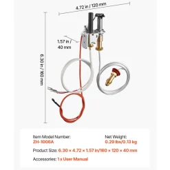 VEVOR Gas Pilot Assembly, OE 446-512A, HSRV 446-512A, SRV 446-512A Fireplace Gas Pilot Assembly Kit, Natural Gas Ignition Replacement, Compatible with Heat & Glo, Heatilator, Lennox, Regency Models