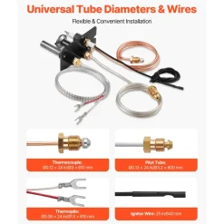 VEVOR Gas Pilot Assembly, OE 69L17, 69L1701, 904405, J4117, 108084-02 Fireplace Gas Pilot Assembly Kit, Natural Gas Ignition Replacement, Compatible with Lennox, Superior, Astria Models, Black
