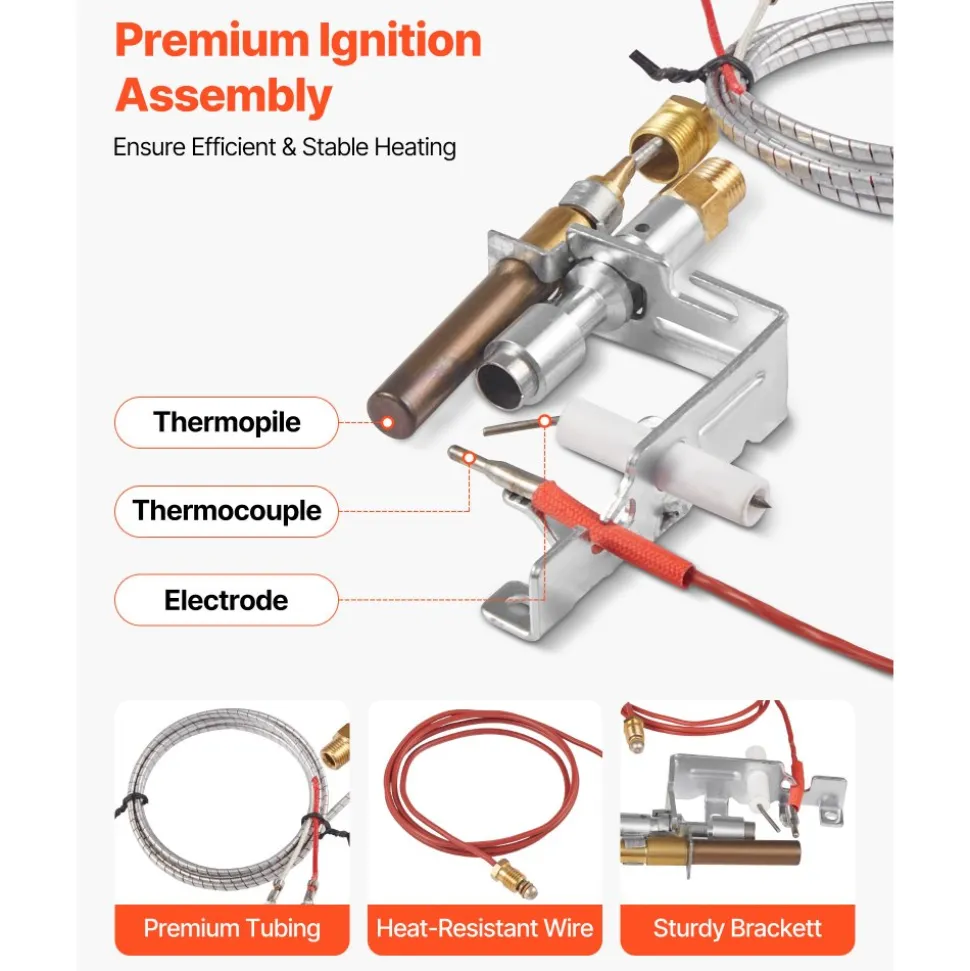 VEVOR Gas Pilot Assembly, OE 103779-01, PP231, NG8218 Fireplace Natural Gas Ignition Replacement, Compatible with CIVF-25, CIVF-25CF, VFH-33M, VFH-33R, VFH-33T, VFHS-20R, VFSR-16, VFSR-18 Models