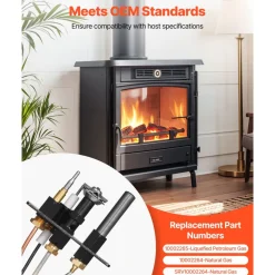 VEVOR Gas Pilot Assembly, OE 10002265, 10002264, SRV10002264 Fireplace Gas Pilot Assembly, Natural Gas & LPG Ignition Replacement, Fit Majestic, Vermont Castings, Temco, Dutchwest, Monessen, Century