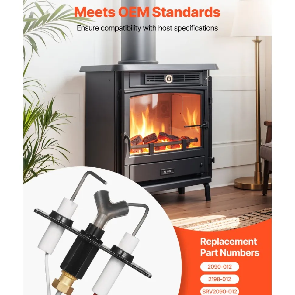 VEVOR Gas Pilot Assembly, OE 2090-012, 2198-012, SRV2090-012 Fireplace Gas Pilot Assembly, Natural Gas Ignition Replacement, Fit Heatilator, Heat & Glo, Quadra-Fire, Outdoor Lifestyles, Majestic