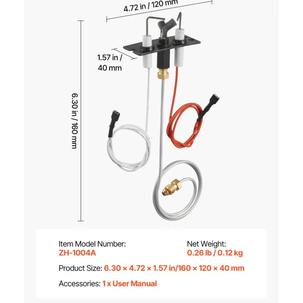 VEVOR Gas Pilot Assembly, OE 2090-012, 2198-012, SRV2090-012 Fireplace Gas Pilot Assembly, Natural Gas Ignition Replacement, Fit Heatilator, Heat & Glo, Quadra-Fire, Outdoor Lifestyles, Majestic