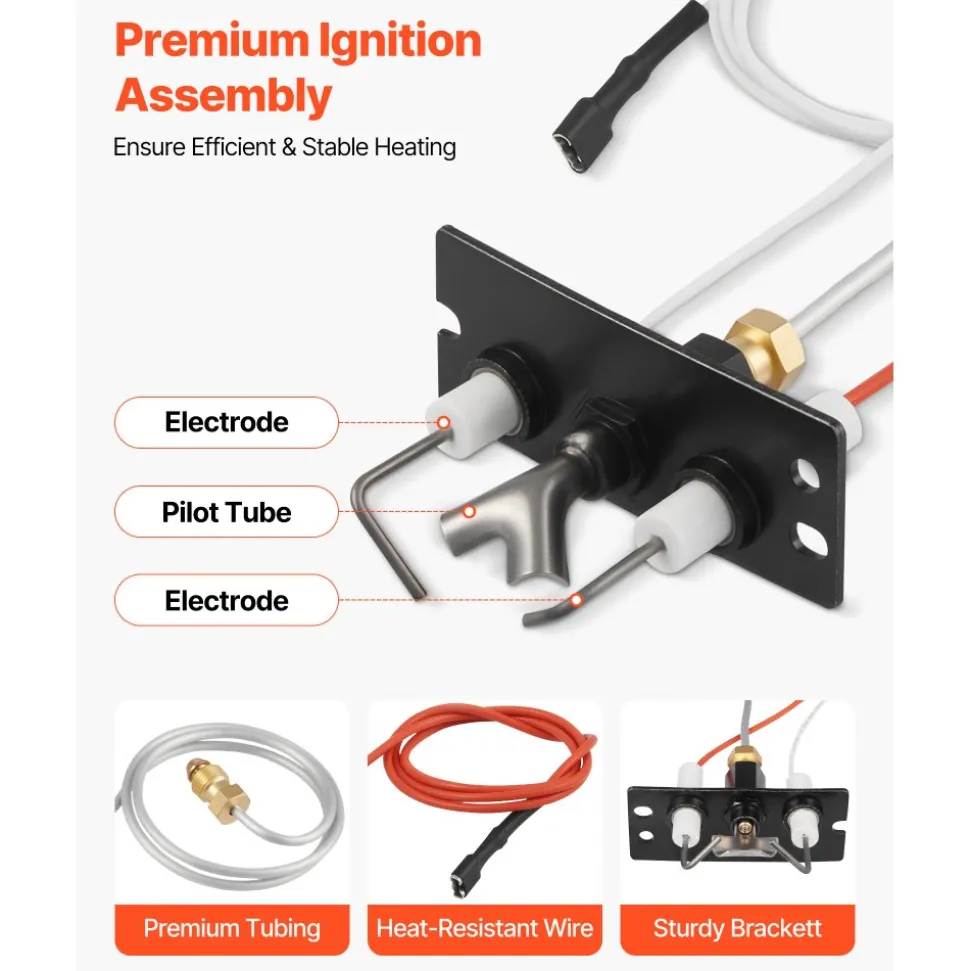 VEVOR Gas Pilot Assembly, OE 2090-012, 2198-012, SRV2090-012 Fireplace Gas Pilot Assembly, Natural Gas Ignition Replacement, Fit Heatilator, Heat & Glo, Quadra-Fire, Outdoor Lifestyles, Majestic