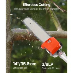 VEVOR Gas Pole Saw, 43CC 2 Stroke Gas Powered Pole Saws with 12 in Cutting Bar, Cordless Tree Trimmer with Rotatable Head, 7.1 to 12 ft Extendable, Powerful Chainsaw for Tree Trimming Pruning