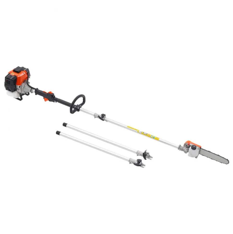 VEVOR Gas Pole Saw, 43CC 2 Stroke Gas Powered Pole Saws with 10 in Cutting Bar, Cordless Tree Trimmer with Rotatable Head, 6.9 to 11.8 ft Extendable, Powerful Chainsaw for Tree Trimming Pruning