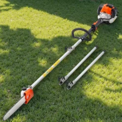 VEVOR Gas Pole Saw, 25CC 2 Stroke Gas Powered Pole Saws with 12 in Cutting Bar, Cordless Tree Trimmer with 23 fl.oz Fuel Tank, 7 to 12 ft Extendable, Powerful Chainsaw for Tree Trimming Pruning