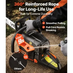 VEVOR Gas Powered Chainsaw 20 & 22 Inch 62CC 3.8HP 2 Stroke Engine Saw, for Wood Cutting, Tree Trimming & Land Clearing, Throttle-Synced Choke, Power Chain Saw with Non-Slip Handle & Dual Tanks