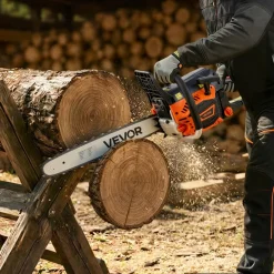 VEVOR Gas Powered Chainsaw 18 Inch 52CC 2.55HP 2 Stroke Engine Gas Chainsaw, for Wood Cutting, Tree Trimming & Land Clearing, Throttle-Synced Choke, Power Chain Saw with Non-Slip Handle & Dual Tanks