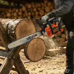 VEVOR Gas Powered Chainsaw 20 Inch 58CC 3.22HP 2 Stroke Engine Gas Chainsaw, for Wood Cutting, Tree Trimming & Land Clearing, Throttle-Synced Choke, Power Chain Saw with Non-Slip Handle & Dual Tanks