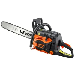 VEVOR Gas Powered Chainsaw 20 Inch 58CC 3.22HP 2 Stroke Engine Gas Chainsaw, for Wood Cutting, Tree Trimming & Land Clearing, Throttle-Synced Choke, Power Chain Saw with Non-Slip Handle & Dual Tanks