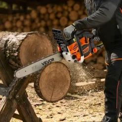 VEVOR Gas Powered Chainsaw 16 Inch 40CC 1.75HP 2 Stroke Engine Gas Chainsaw, for Wood Cutting, Tree Trimming & Land Clearing, Throttle-Synced Choke, Power Chain Saw with Non-Slip Handle & Dual Tanks