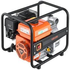 VEVOR Gas Powered Water Pump, 2 in, 142 GPM 7HP Semi Trash Water Transfer Pump Portable, Gasoline Engine with 25 ft Discharge Hose, Heavy Duty Frame, Cast Iron Impeller, for Irrigation, Ponds, Pools