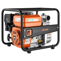 VEVOR Gas Powered Water Pump, 2 in, 142 GPM 7HP Semi Trash Water Transfer Pump Portable, Gasoline Engine with 25 ft Discharge Hose, Heavy Duty Frame, Cast Iron Impeller, for Irrigation, Ponds, Pools