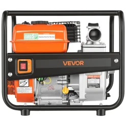 VEVOR Gas Powered Water Pump, 2 in, 142 GPM 7HP Semi Trash Water Transfer Pump Portable, Gasoline Engine with 25 ft Discharge Hose, Heavy Duty Frame, Cast Iron Impeller, for Irrigation, Ponds, Pools